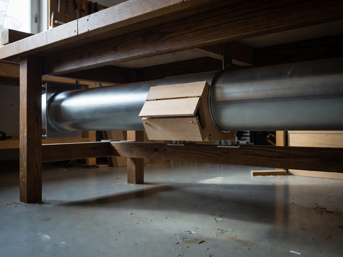 Under-bench mechanical extraction duct and adjustable low-profile timber vent valve